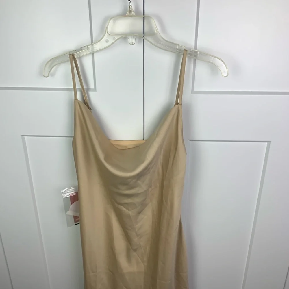 NWT Birdy Grey SMALL Lisa Midi Dress Shiny Satin Gold Sleeveless Cowl Neck - Picture 7 of 9